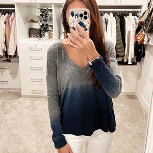 C&C California Gradient V-Neck Cotton Long Sleeve